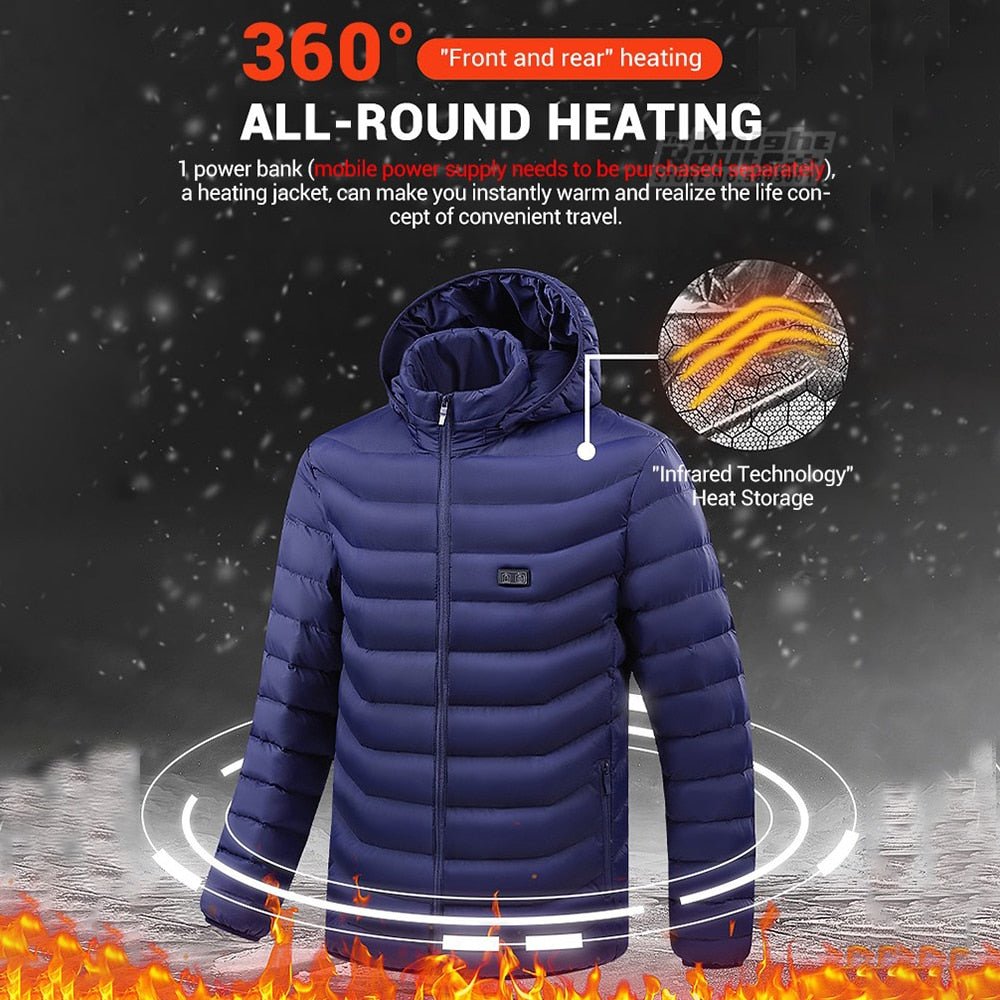 Veste chauffante avec capuche détachable 2-19 zones USB unisexe "Knight Route - All-round heating" - Planète Rando