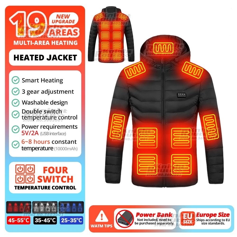 Veste chauffante avec capuche détachable 2-19 zones USB unisexe "Knight Route - All-round heating" - Planète Rando