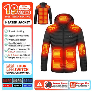 Veste chauffante avec capuche détachable 2-19 zones USB unisexe "Knight Route - All-round heating" - Planète Rando