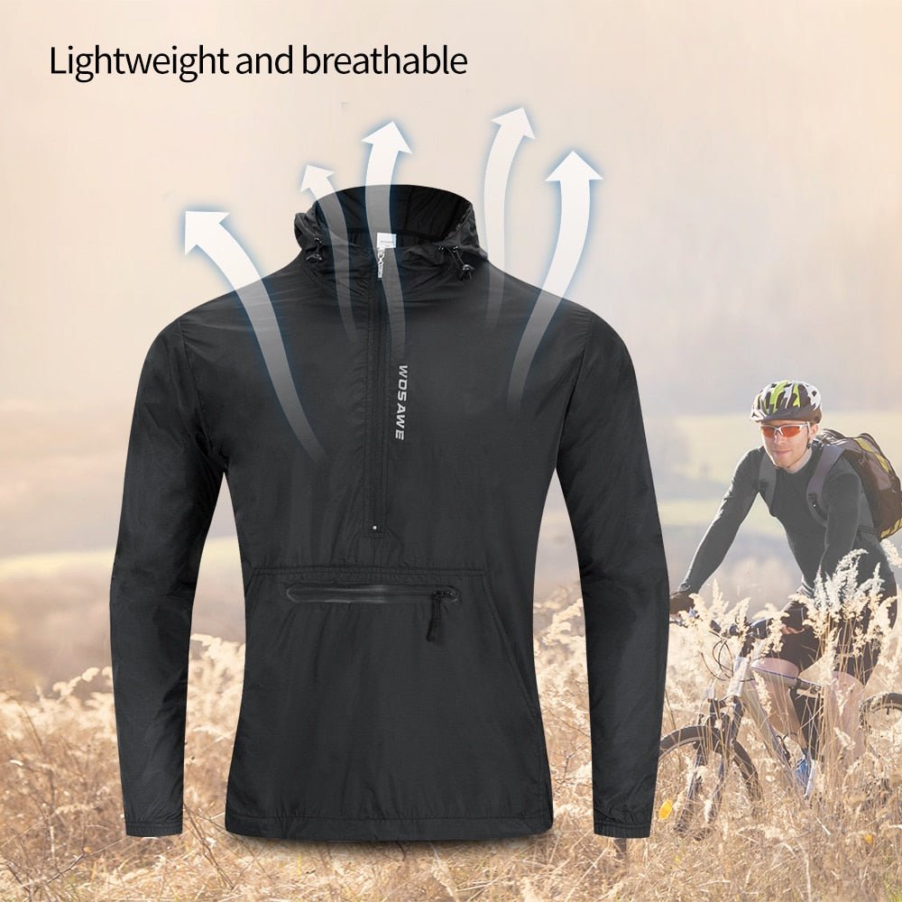 Veste / coupe-vent de cyclisme imperméable à capuche pour homme 205g "WOSAWE – BL245" - Planète Rando