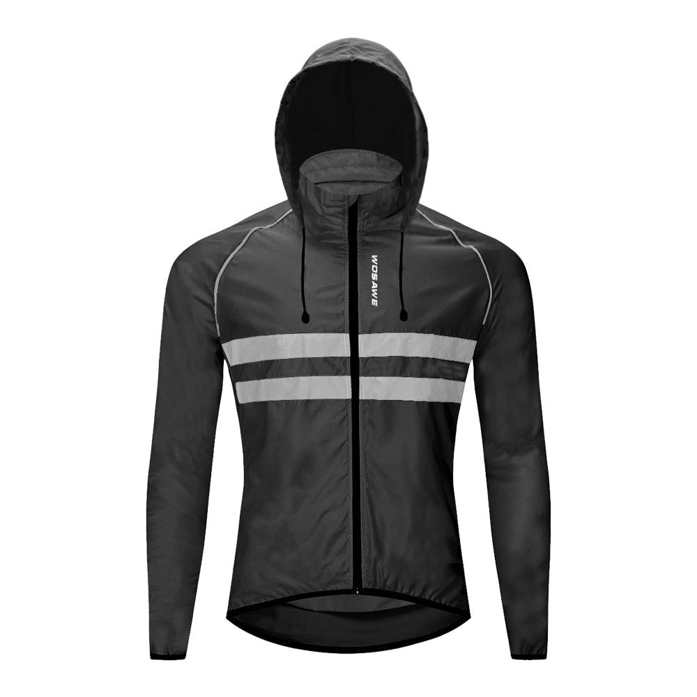 Veste de cyclisme imperméable, coupe-vent à capuche réfléchissant "WOSAWE - BL225" - Planète Rando