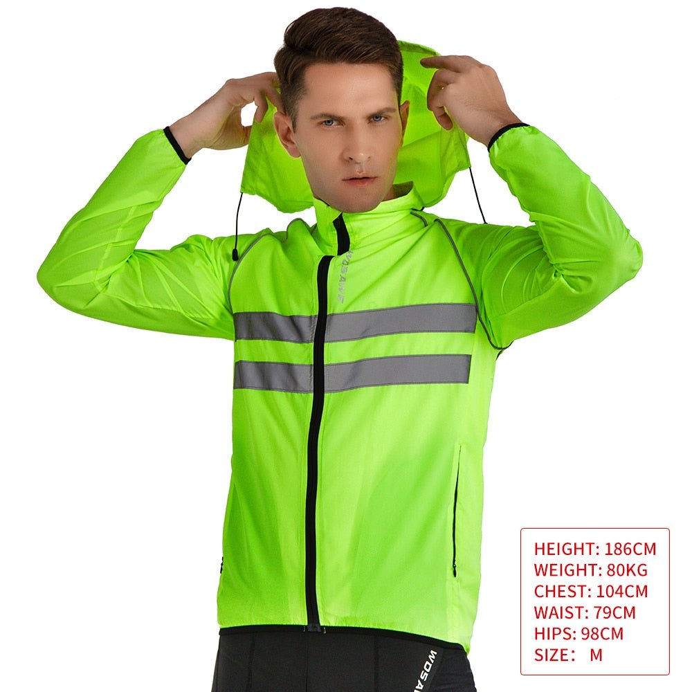 Veste de cyclisme imperméable, coupe-vent à capuche réfléchissant "WOSAWE - BL225" - Planète Rando