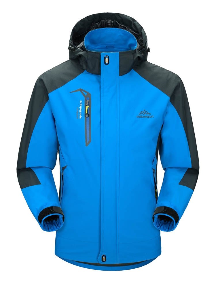 Veste de randonnée imperméable et coupe-vent pour homme 650g "Outdoorsport - Kaishika" - Bleu turquoise / L | Planète Rando